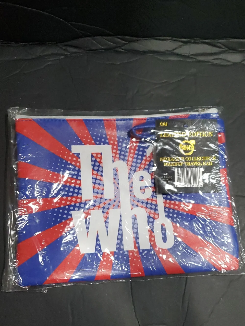 The Who rock band blue red UK union jack style cosmetics makeup pouch case new